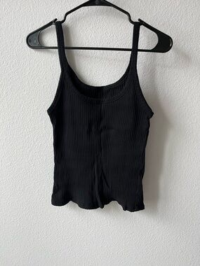 Reformation Black Ribbed Scoop Tank